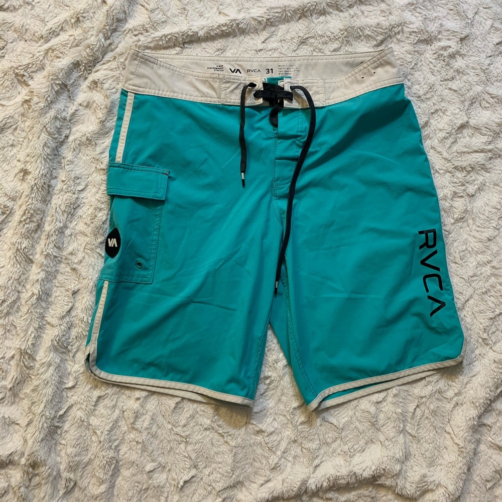 RVCA Aqua Blue Board shorts size 31 stretch